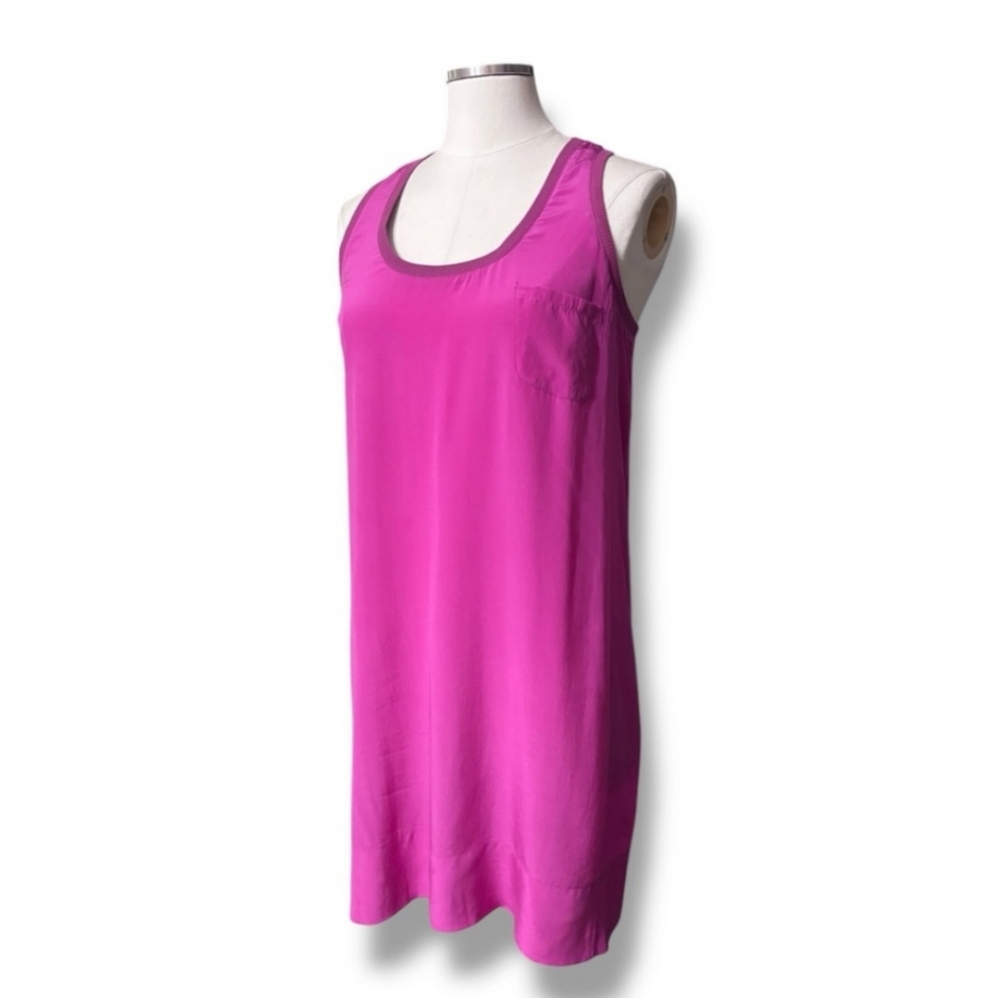JOIE Purple Silk Peri Racerback Tank Dress Cotton Trim